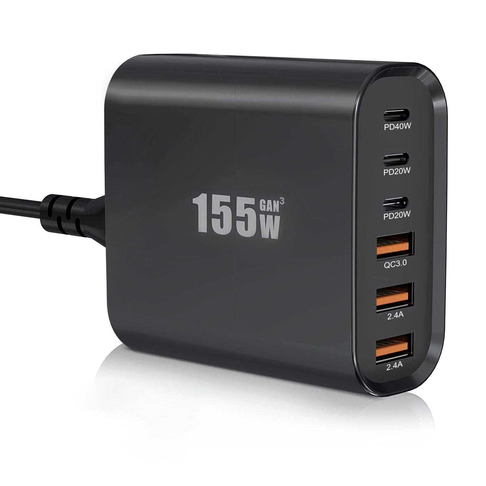 155W GaN USB C wall Charger Quick 6 Ports Type C PD Fast Charging iPhone Samsung