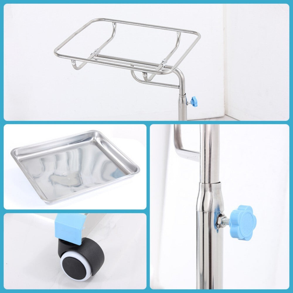 Mobile Mayo Tray Stainless Steel Trolley Surgical Medical Salon Instrument Cart