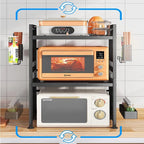 3Tier Microwave Oven Rack Expandable Stand Kitchen Utensils Tableware Storage
