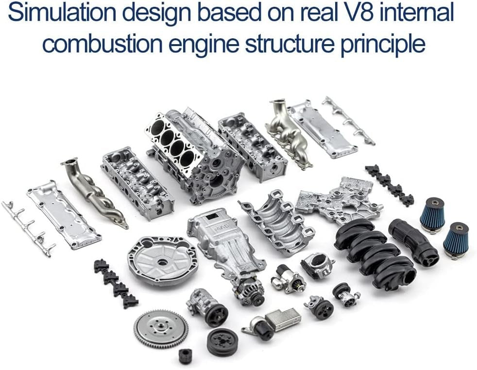 V8 Engine Model Kit Mini Motor Engine Simulation Dynamic V8 That Runs for Model