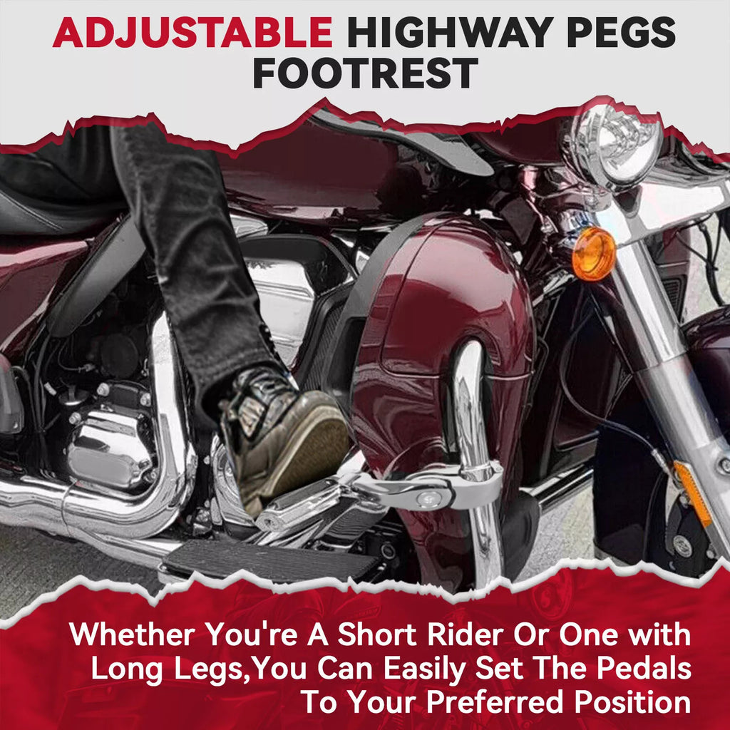 1-1/4" Motorcycle Highway Foot Pegs Pedal For Harley Touring Street Road Glide