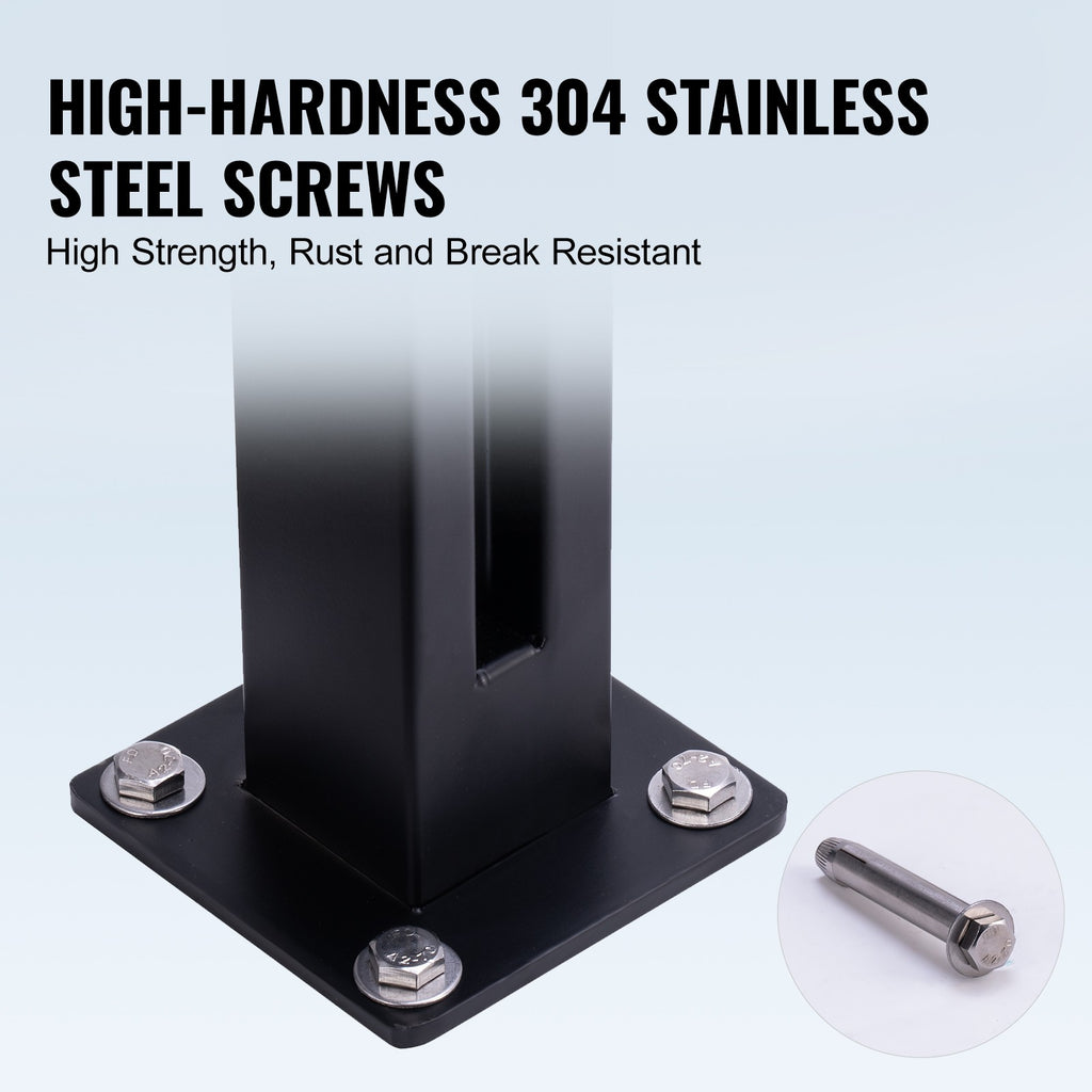 Glass Clamp 37.4" H Railing Bracket for 0.39"-0.47" Glass, Black
