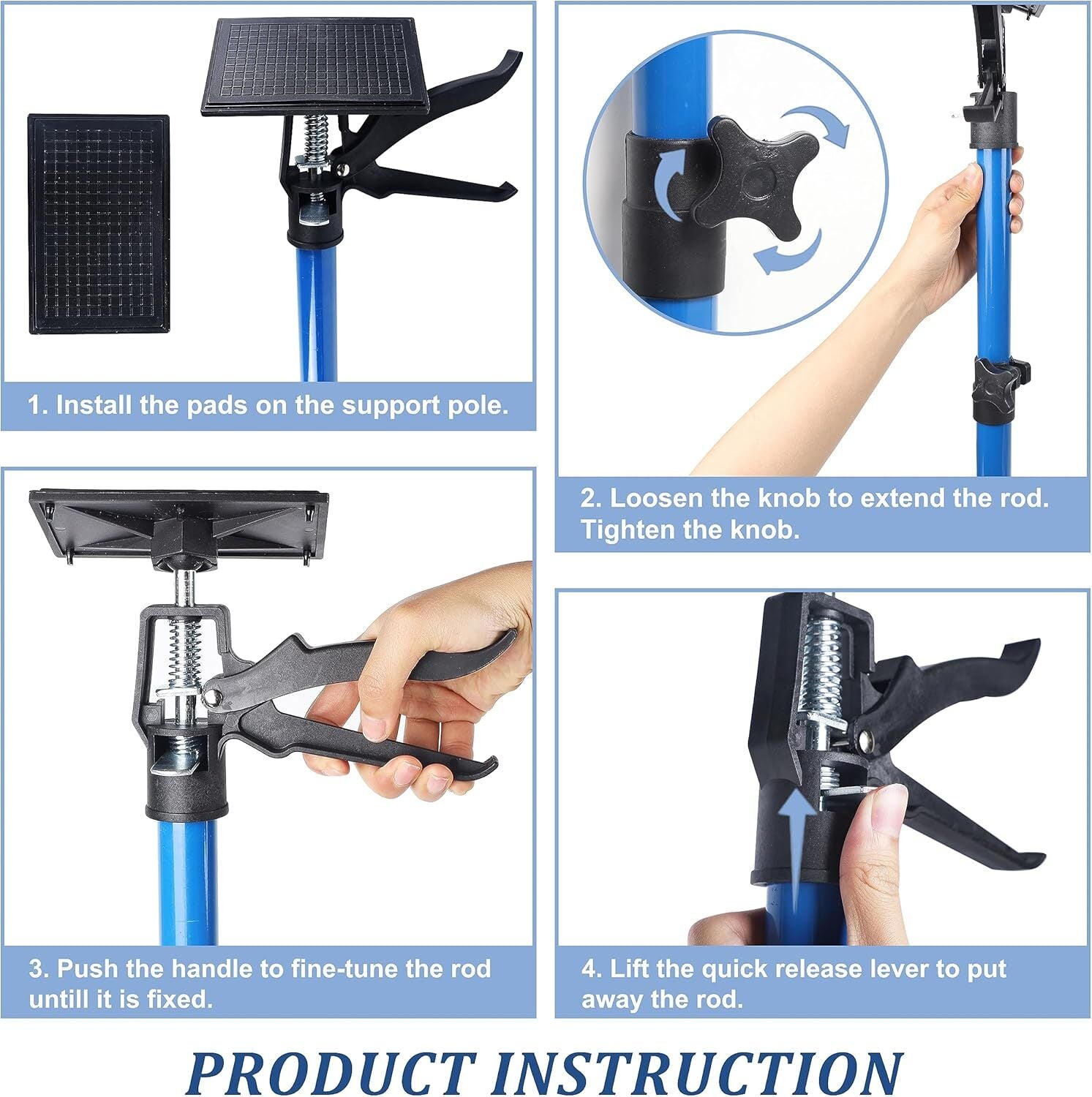 2pcsTelescopic Support Pole Jacks Labor-Saving 3rd Hand Telescopic Rod Hand Jack