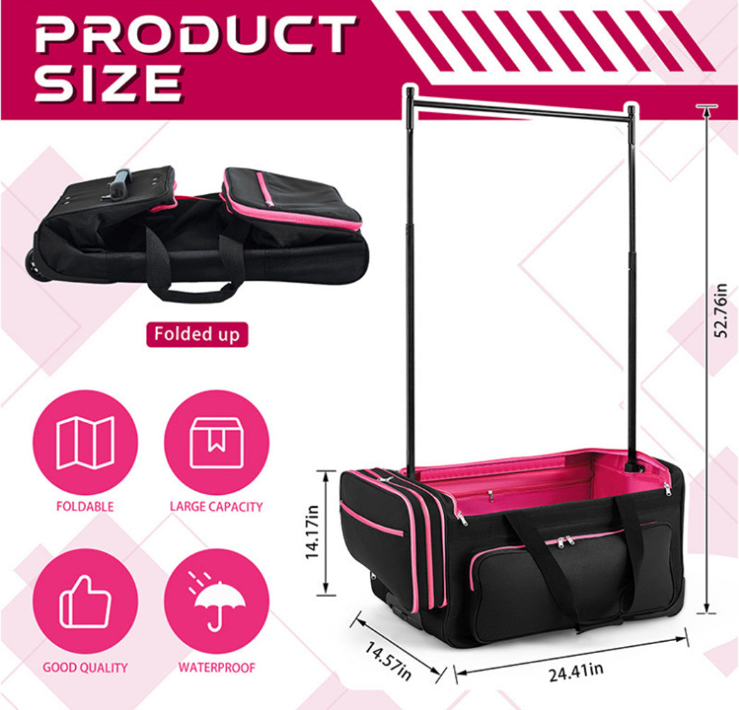24inch Dance Bag Suitcase Garment Rack Duffel Rolling Luggage Upright Storage