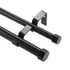 Adjustable Double Curtain Rods 72-144" with Cap Finials, Matte Black Finish