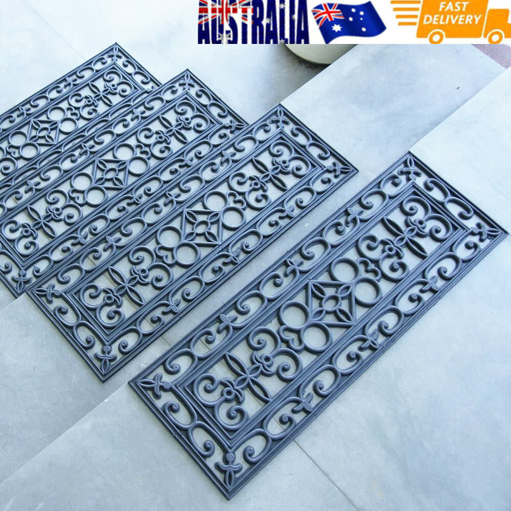 5x Rubber Stair Treads Non Slip Safety Outdoor Porch Floor Step Mats Staircase