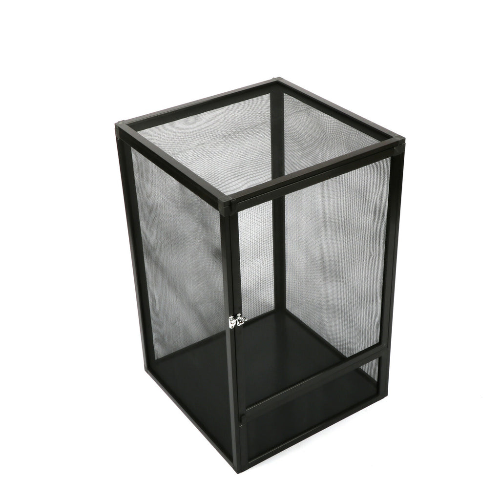 Aluminum Alloy Reptile Enclosure Lizard Insect Mesh Cage Black 42*42*66cm AU