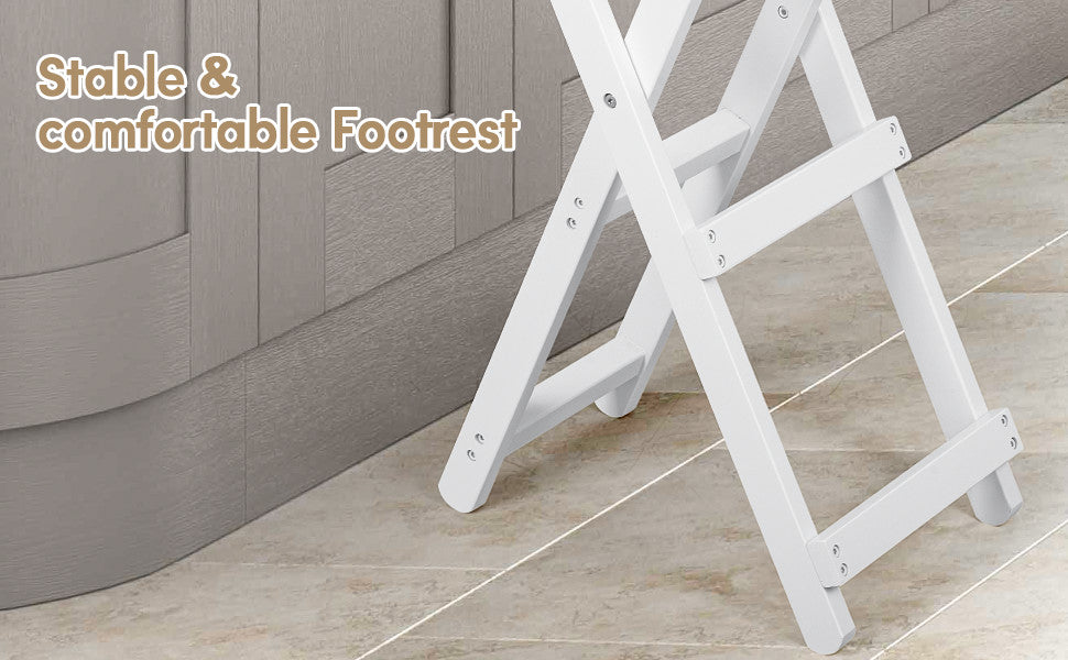 Bamboo Bar Stool Foldable Design W/ Ergonomic Backrest Space-saving For Bars