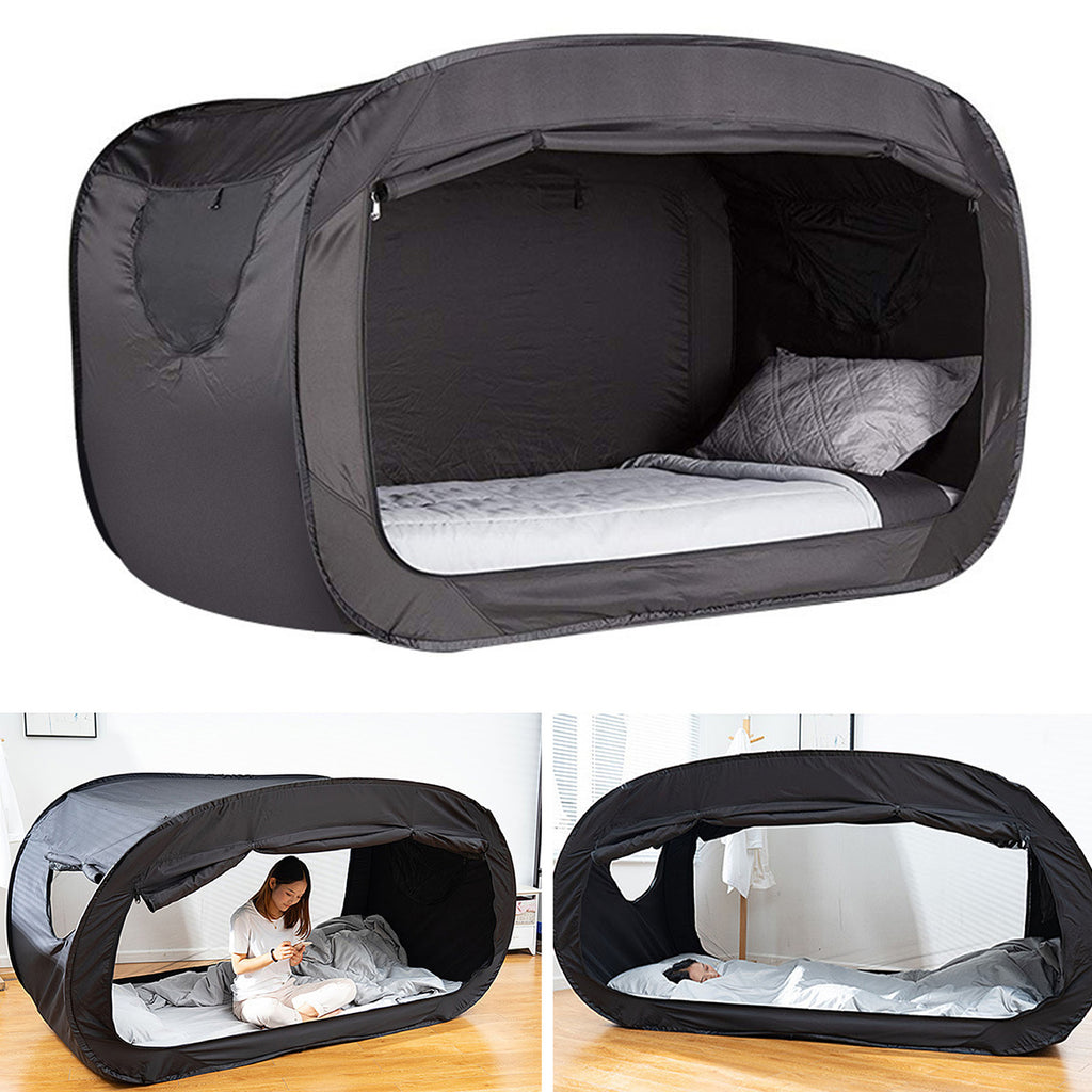 Pop Up Privacy Tent for Indoor Bed Canopy Light Reducing Sleeping for Twin Bed