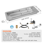 24x8 inch Drop-in Fire Pit Pan with H-shape Burner Kit, 120,000 BTU