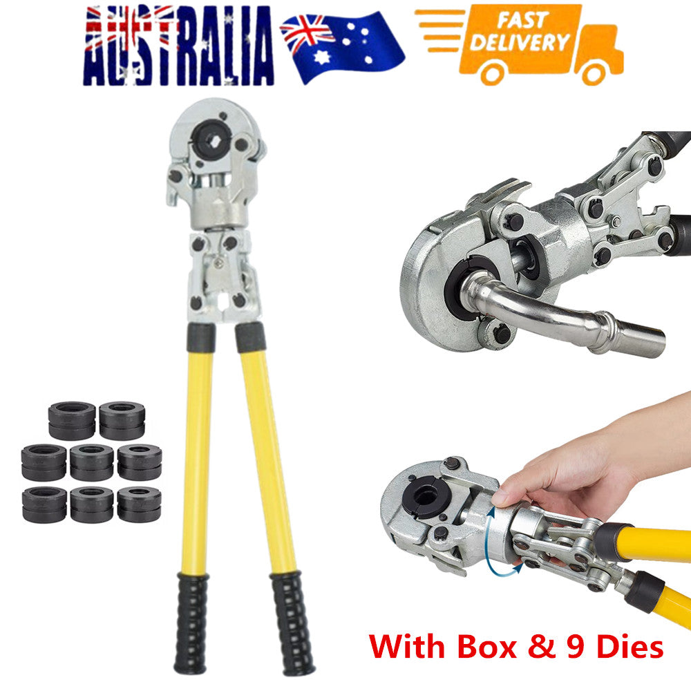 Plumbing Pipe Crimping Pliers Mechanical Crimper Tools with Carry Box & 9 Dies