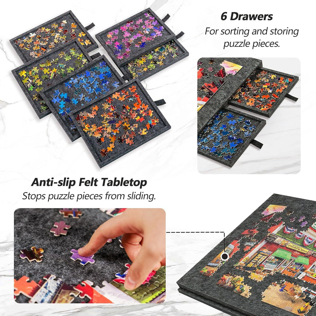 Portable Puzzle Board 1000pcs Felt Jigsaw Puzzle Table with Drawers Covers