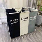 Collapsible 3-Section Laundry Hamper & Organizer - Space-Saving Wash Bin