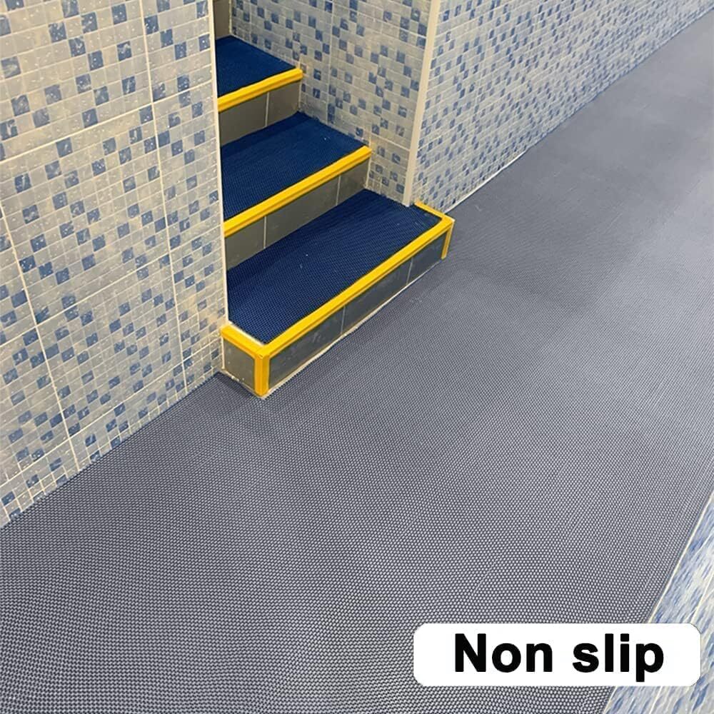 Drainage Non-slip Mat Pool Flooring Mat Swimming Pool PVC Splash Matting 5m*0.9m