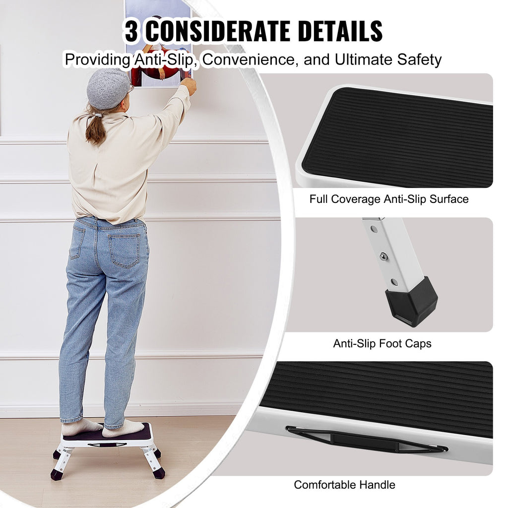 Foldable Step Stool Ladder with Adjustable Heights,150KG Capacity Home