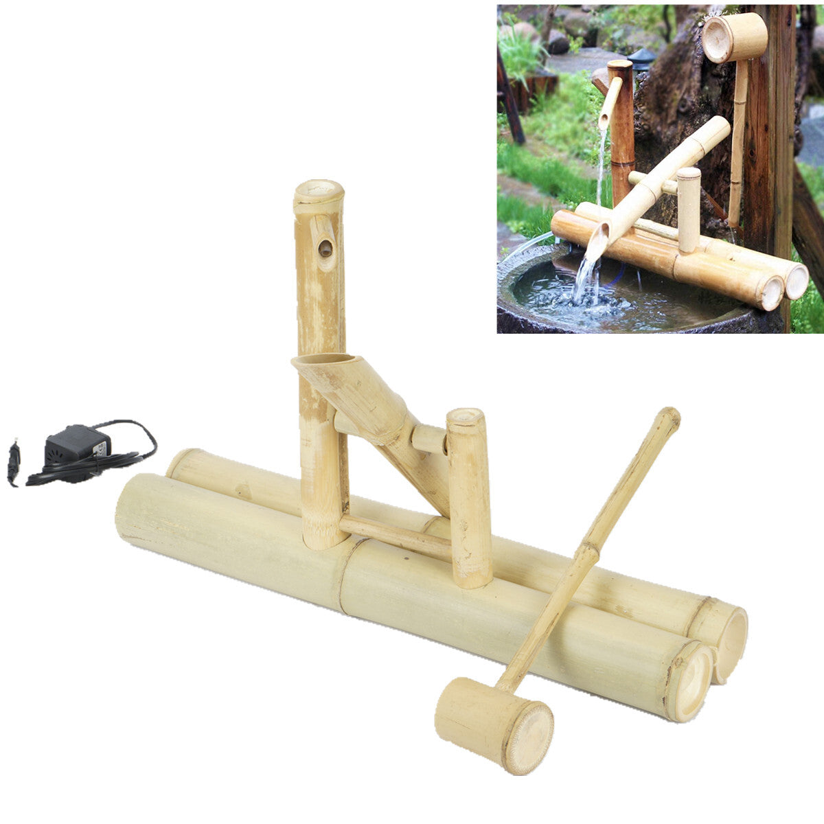 Bamboo Accents Zen Fountains Kit with Pump Adjustable Spout Smooth Matte Finish