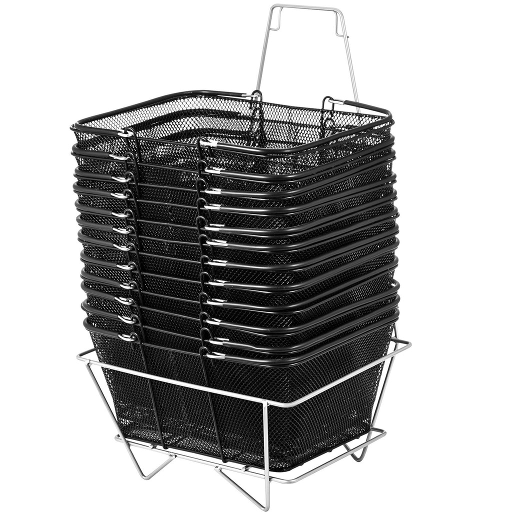 12PCS Metal Shopping Baskets with Handles - Durable and Space-Saving Design
