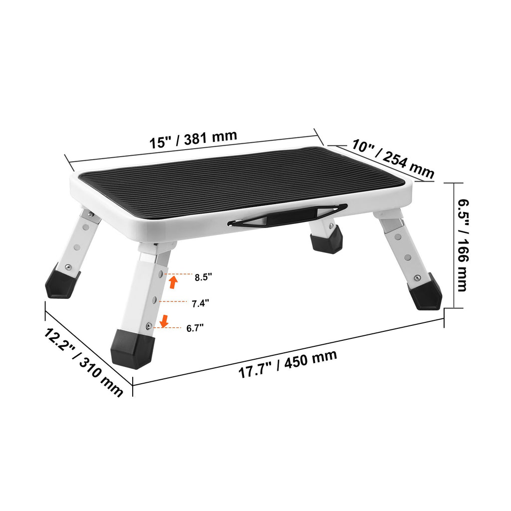 Foldable Step Stool Ladder with Adjustable Heights,150KG Capacity Home