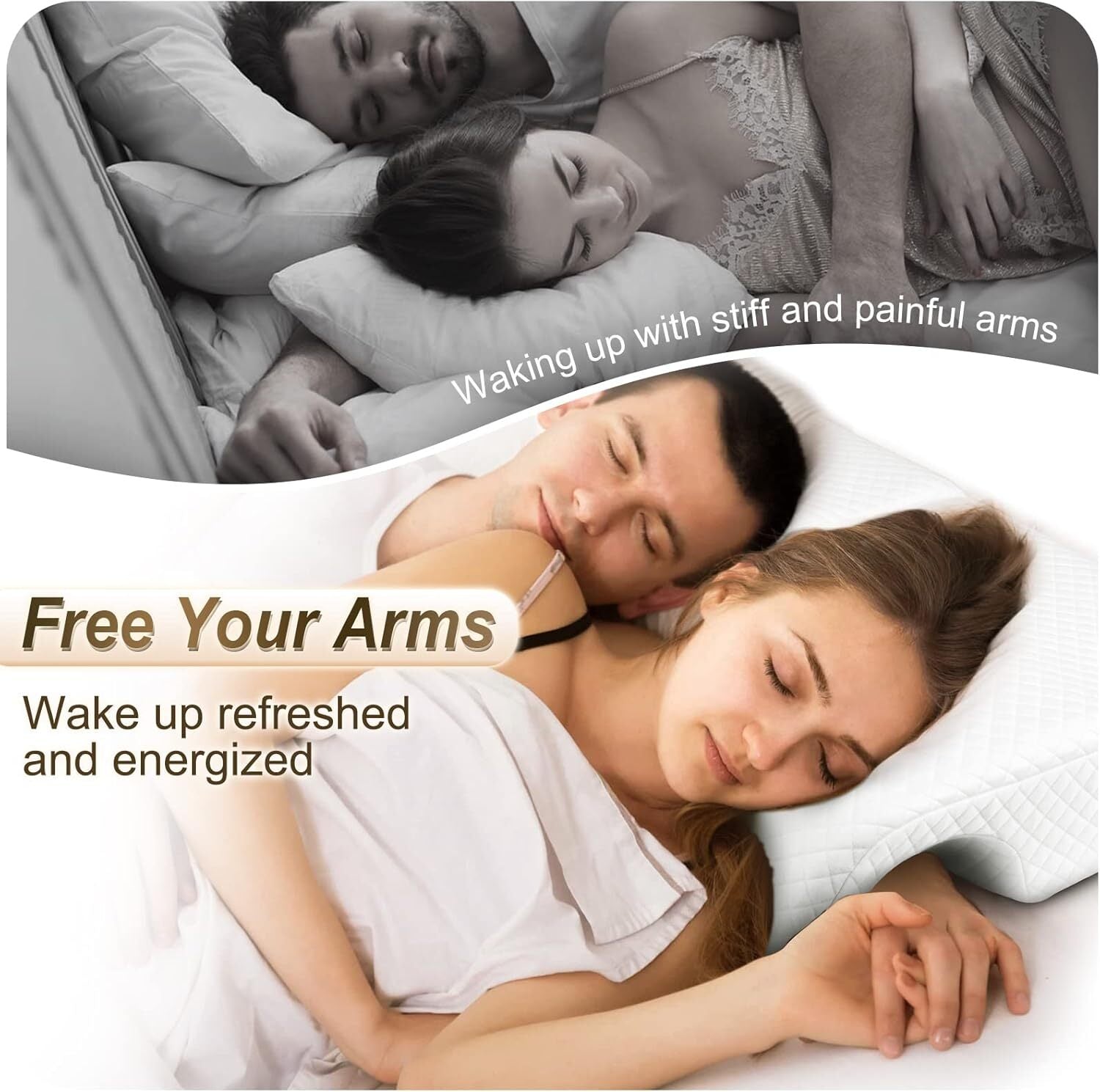 Couples Pillow Arched Cuddle Pillow with Arm Hole Slow Breathable Memory Foam AU