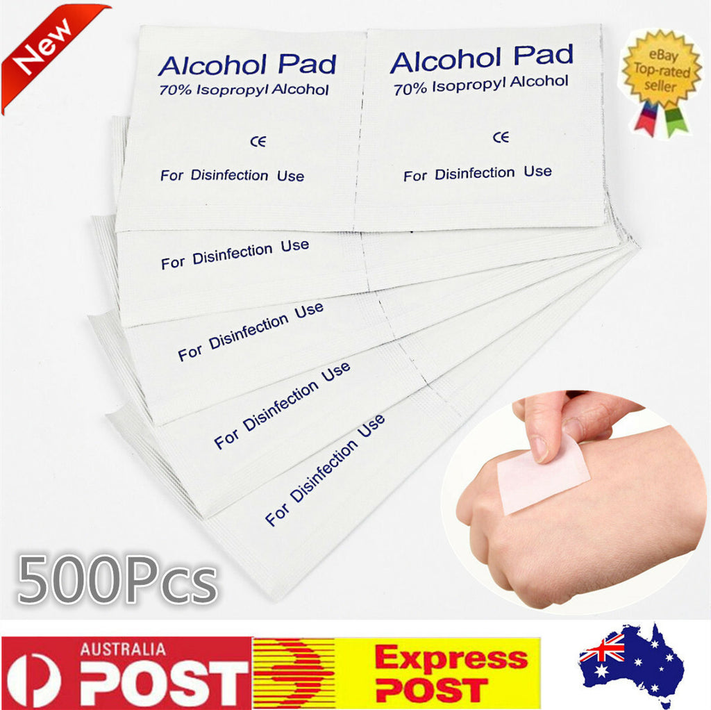 500Pcs 75% Alcohol Pad Antiseptic Swab Wipes Disposable Nail Cleanser Skin Prep