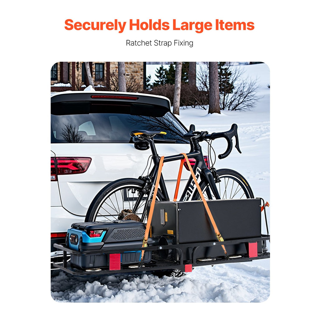 Folding Hitch Cargo Carrier with 500 lbs Capacity and Cargo Net for 2" Receiver
