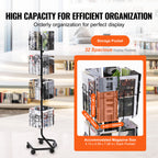 32-Pocket Rotating Brochure Display Stand with 360° Casters and 5 Wheels