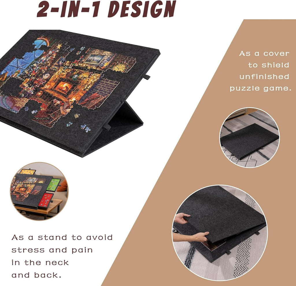 1500 PC Tilting Puzzle Board with 2-in-1 Designed Stand Cover Felt Mat Plateau