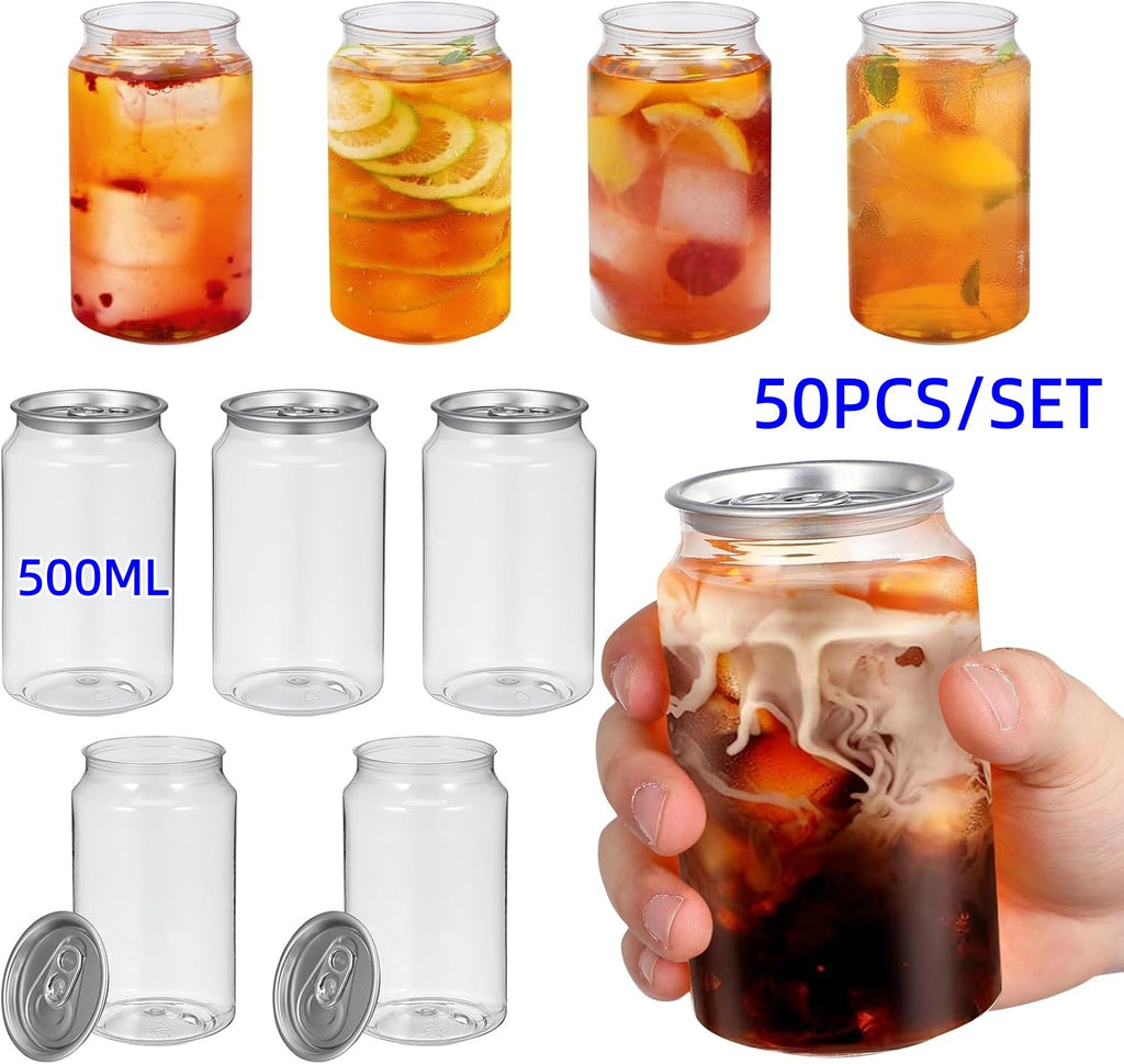 Milk Tea Cup Pet Bottle Clear Plastic Drink Container with Lid Reusable Beverage