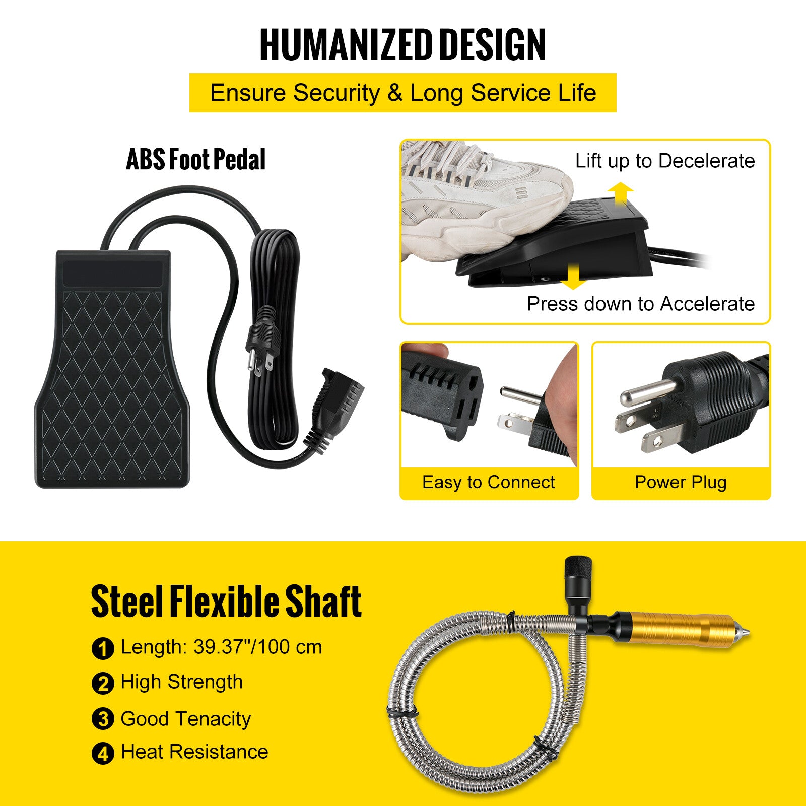 780W Flex Shaft Grinder with Foot Pedal & Accessories for Jewelry & Metal Work