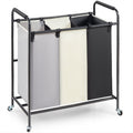 3-Section Laundry Sorter Cart with Wheels and Removable Waterproof Bags