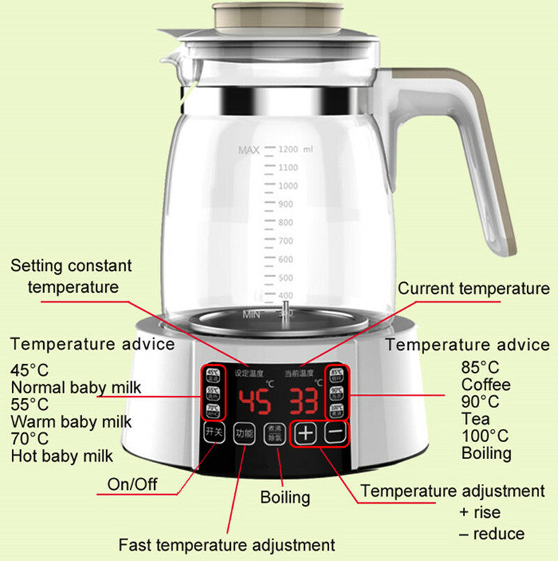 1.2L Electric Baby Milk Kettle Smart Constant Temperature Water Warmer Kettle