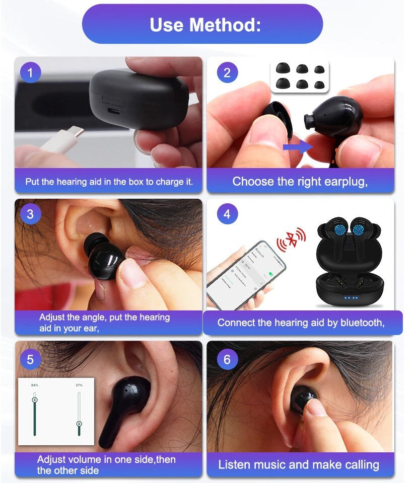 Bluetooth Hearing Aid Rechargeable Hearing Aids Severe Hearing Loss Amplifier