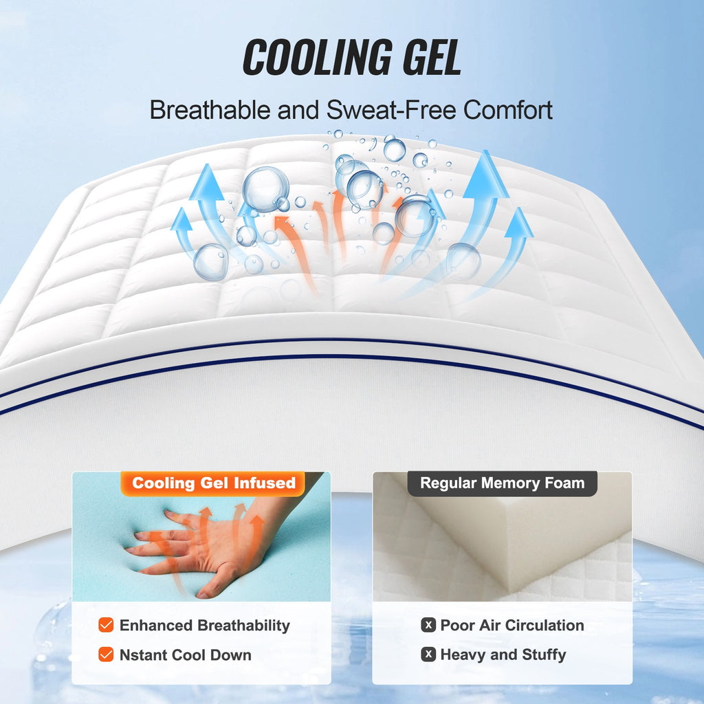 King Size Memory Foam Mattress Topper with Cooling Gel, 101.6 mm Thickness