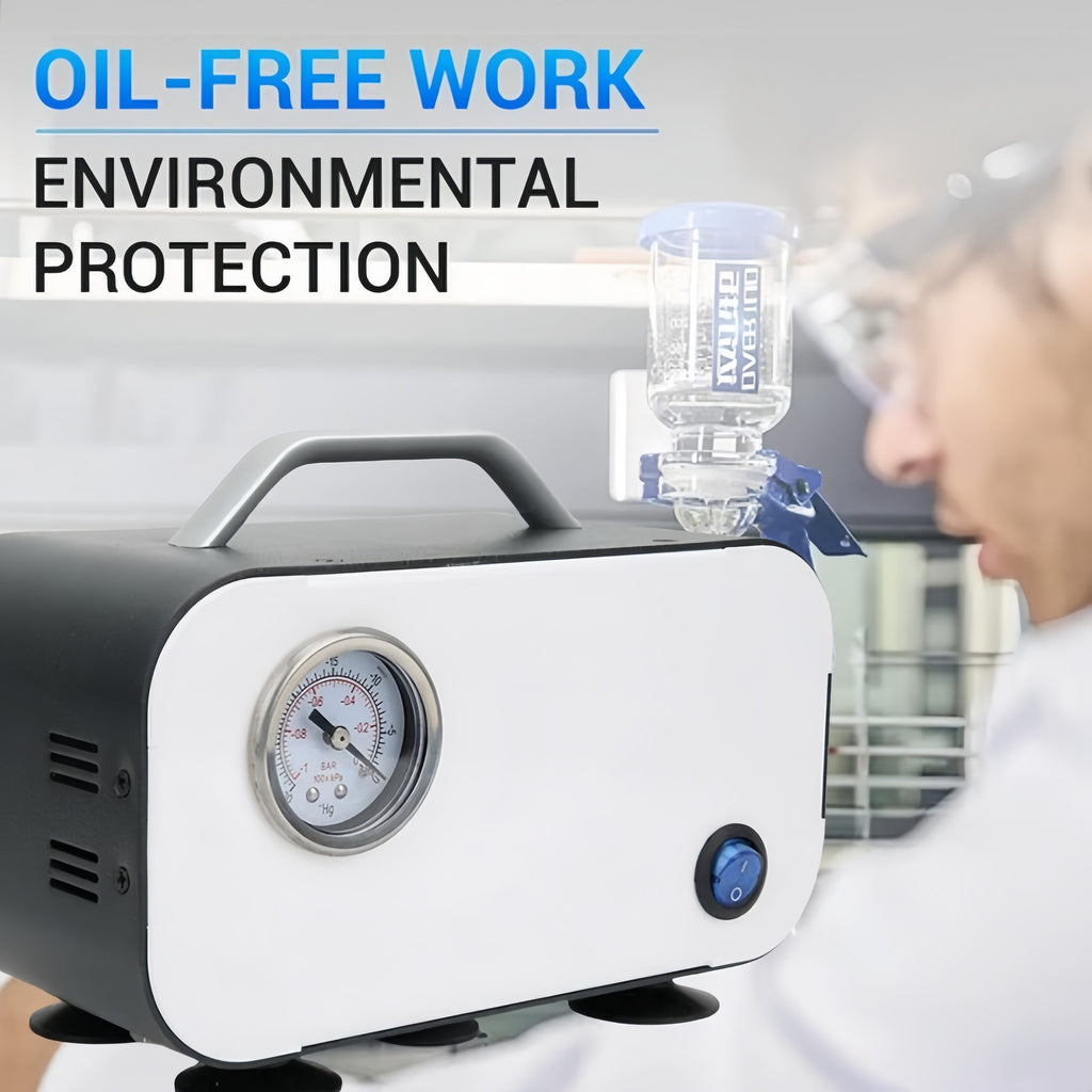 Lab Vacuum Filtration Pump Oilless Vacuum Diaphragm Pump w/ Rubber Tube 10L/min