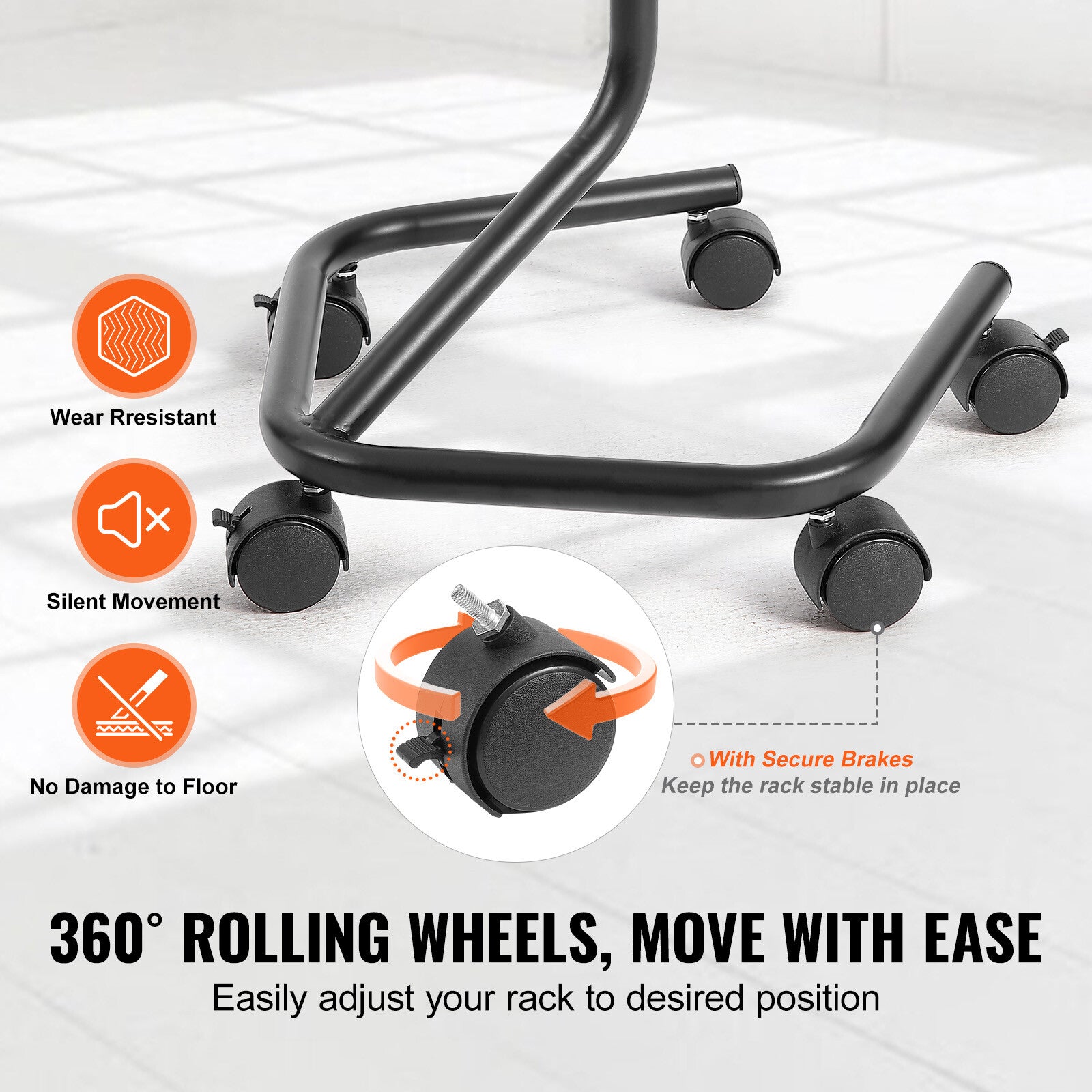 32-Pocket Rotating Brochure Display Stand with 360° Casters and 5 Wheels