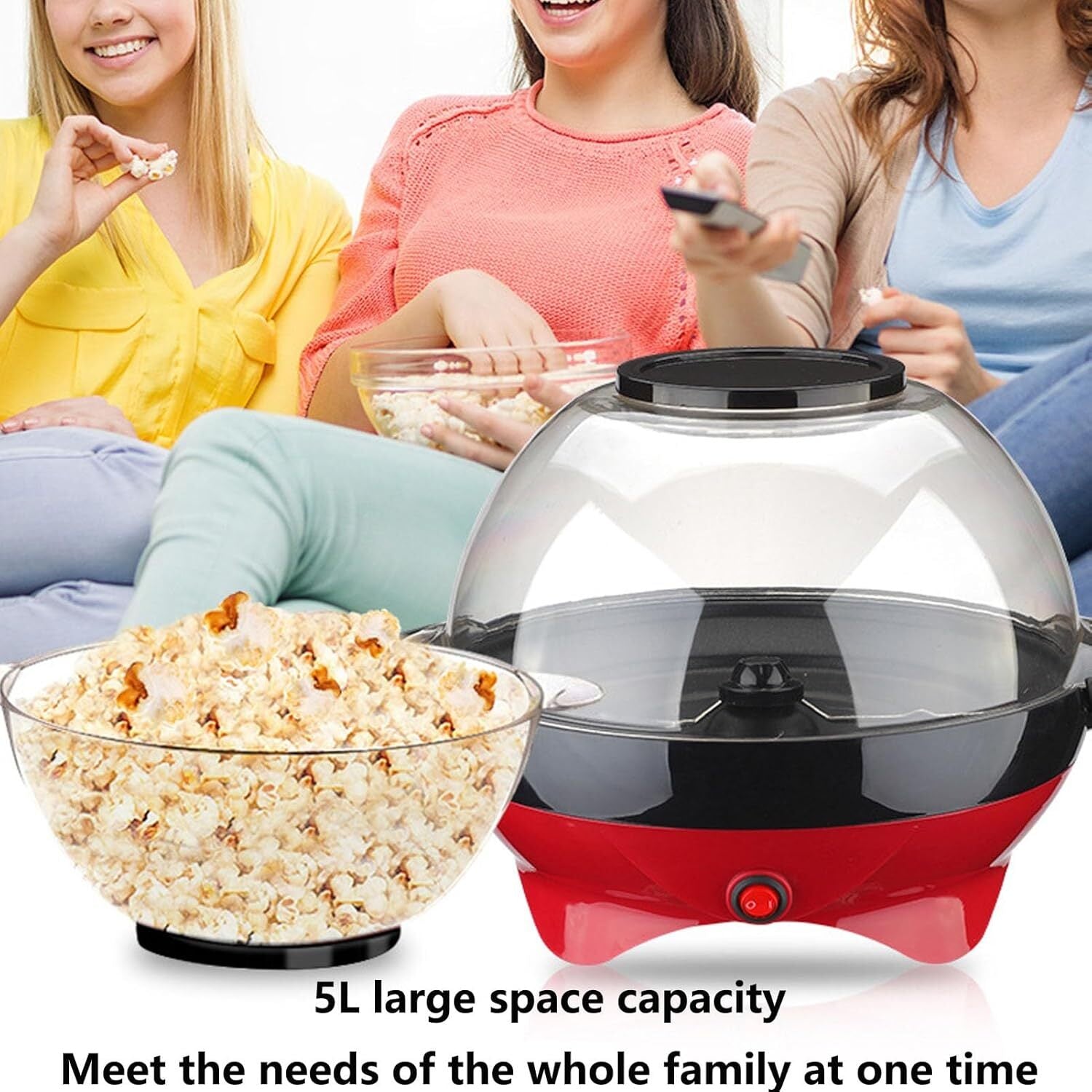 5L Home Electric Hot Air Popper Popcorn Maker Pop Corn Party Snack Machine 800W