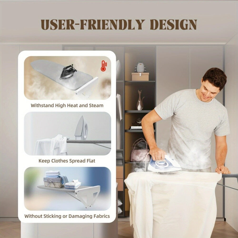 Wall-Mounted Ironing Board Foldable Fold Down Ironing Station for Home Apartment