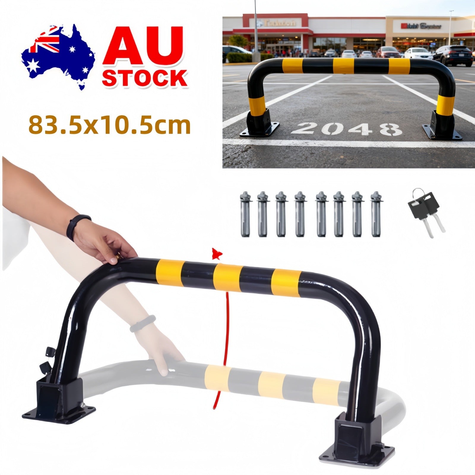 Arch Parking Barrier Fold Down Car Safety Lock Post Vehicle Impact Protection AU