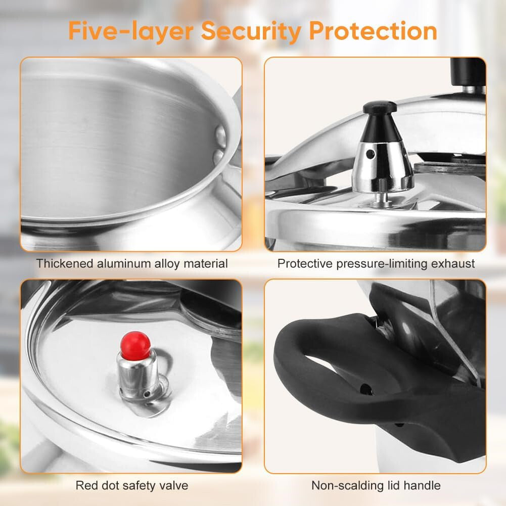 9L Pressure Cooker Thicken Explosion-Proof 304 Stainless Steel One Hand Locking