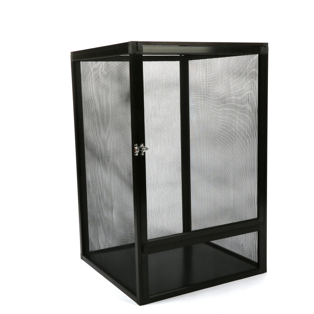 Aluminum Alloy Reptile Enclosure Lizard Insect Mesh Cage Black 42*42*66cm AU