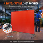 6x8 FT Flame-Resistant Welding Screen with Frame and Wheels, UV Protection