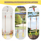 Wooden Swing Children's Swing with Adjustable Rope Swing Set Indoor & Outdoor