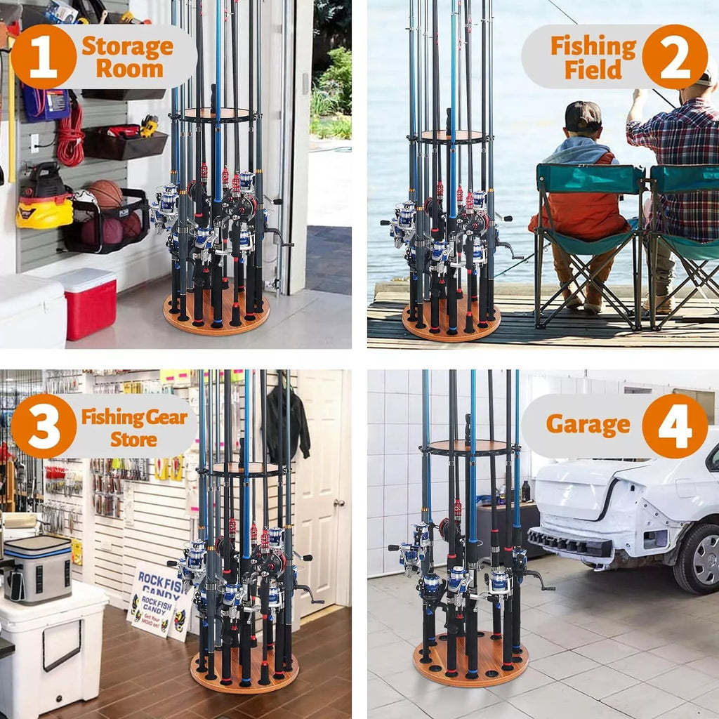 Vertical Fishing Rod Holder Storage Rack Floor Stand For 15 Fishing Pole Holder