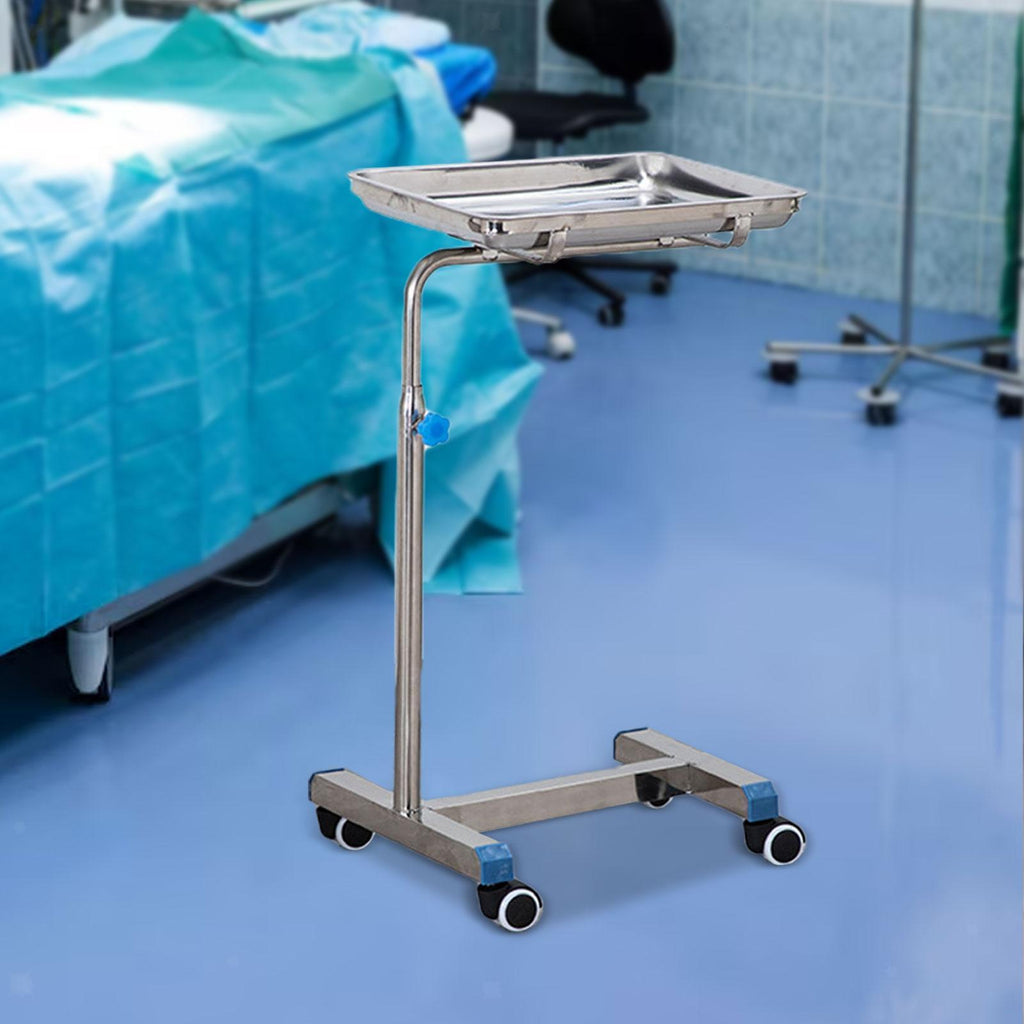 Mobile Mayo Tray Stainless Steel Trolley Surgical Medical Salon Instrument Cart