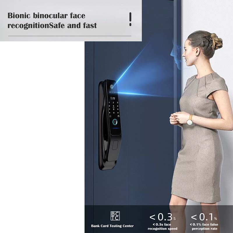 Premium Digital Smart Door Lock 3D Face Fingerprint Code WIFI APP + Lock/Striker