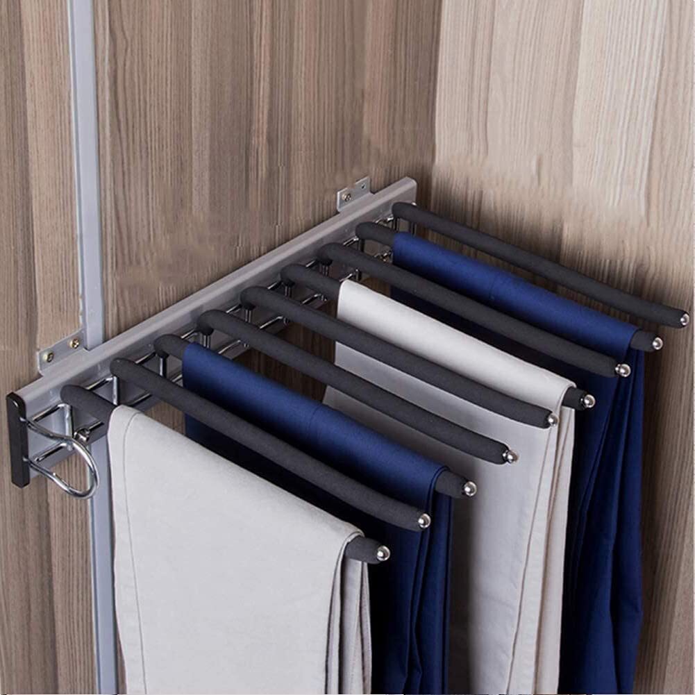 Wardrobe Trousers Rack Closet Put Out Telescopic Pants Shelves Dress Organizer