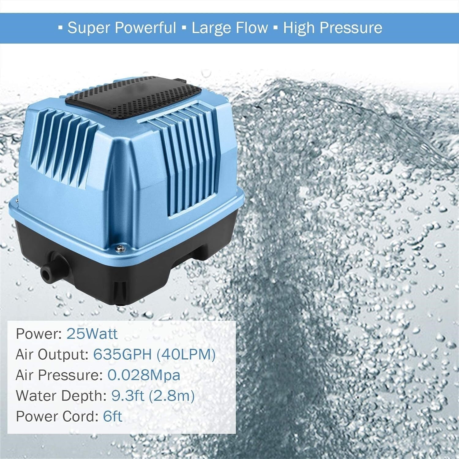 Aquarium Air Pump 40L/M Oxygen Pump for Pond Aeration 25W Septic Air Pump