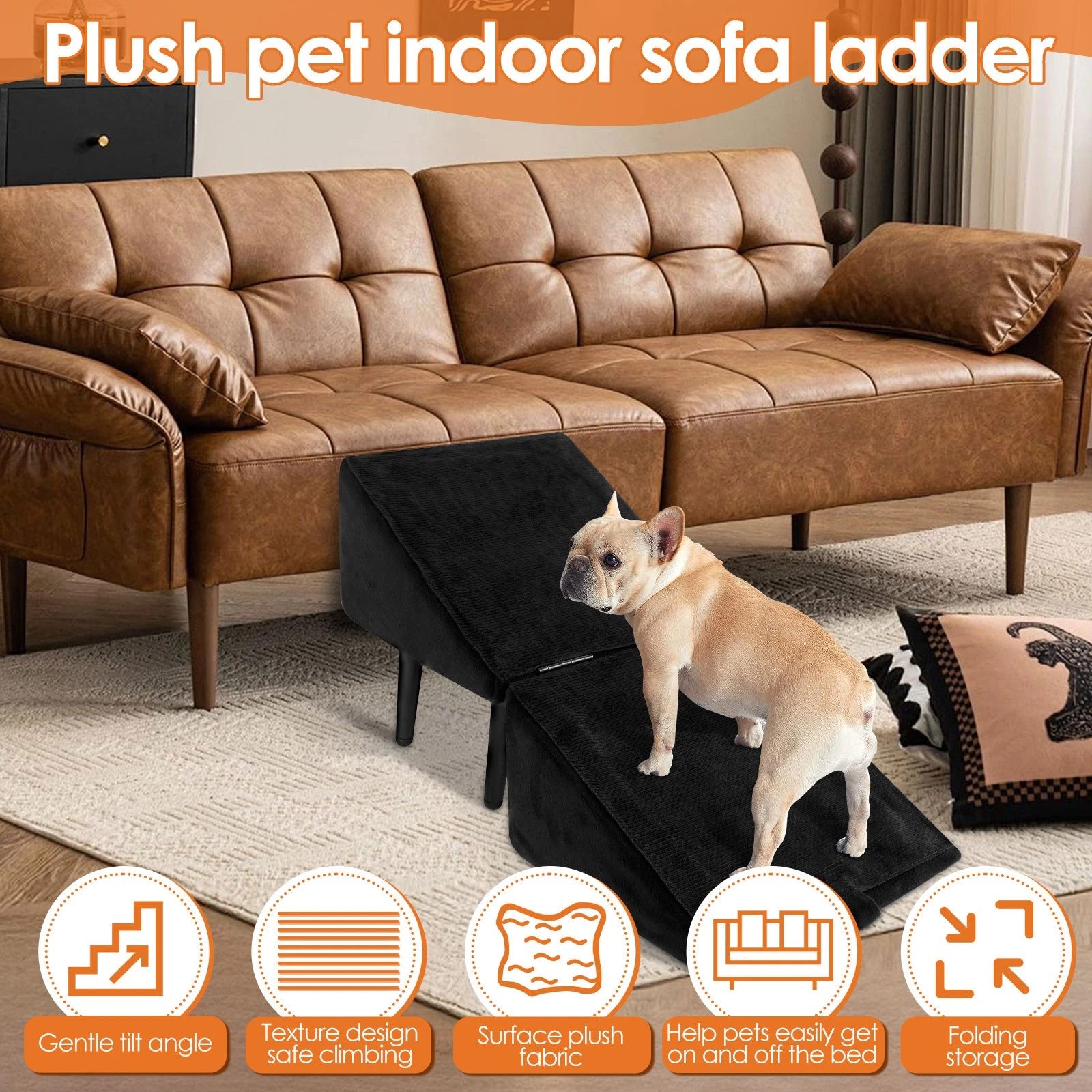 Dual-Purpose Ottoman Dog Ramp Split Dog Staircase Ramp For Dogs Cats Nonslip AU