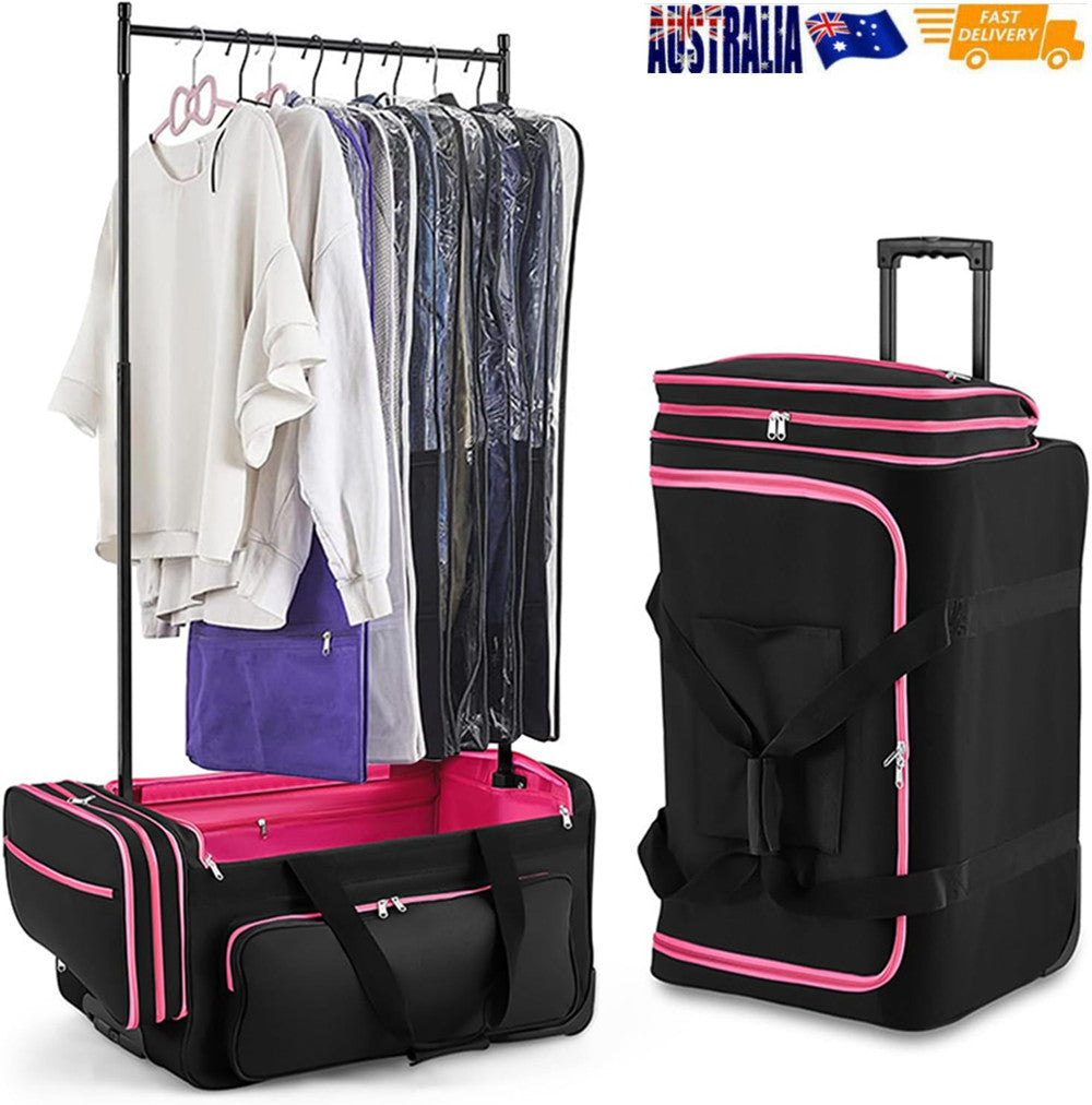 24inch Dance Bag Suitcase Garment Rack Duffel Rolling Luggage Upright Storage
