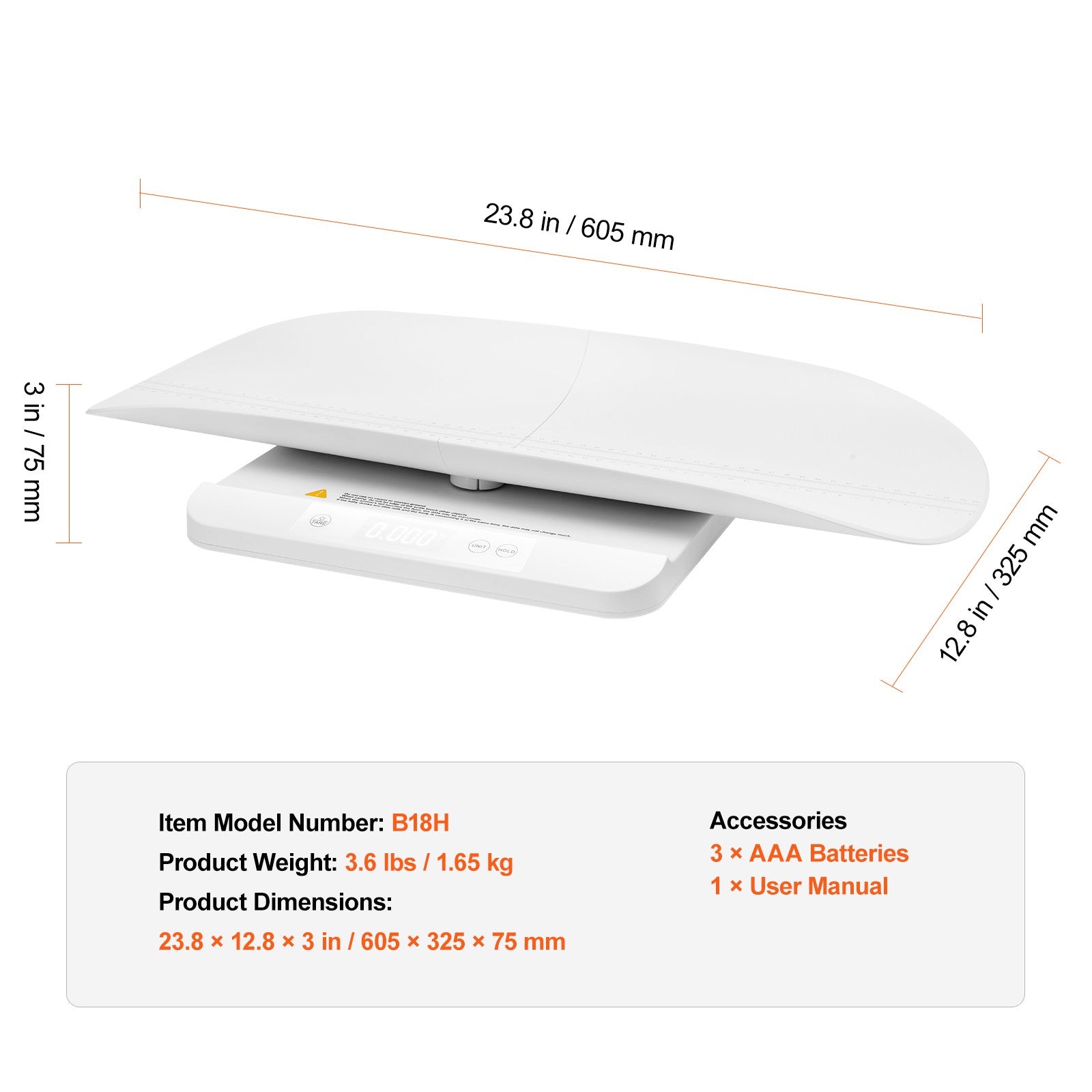 Smart Bluetooth Baby and Toddler Scale with Detachable Tray and LCD Display